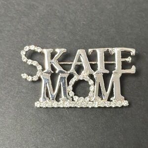 3/$24 - Skate Mom Silver To e Brooch w Rhinestones